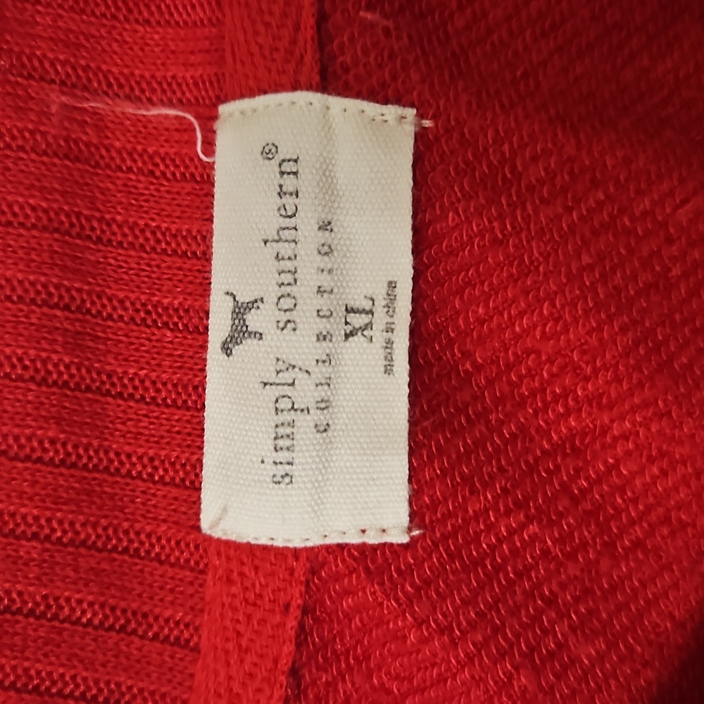 Simply Southern Festive Red Sweater with Christmas Trees - Picture 2 of 2